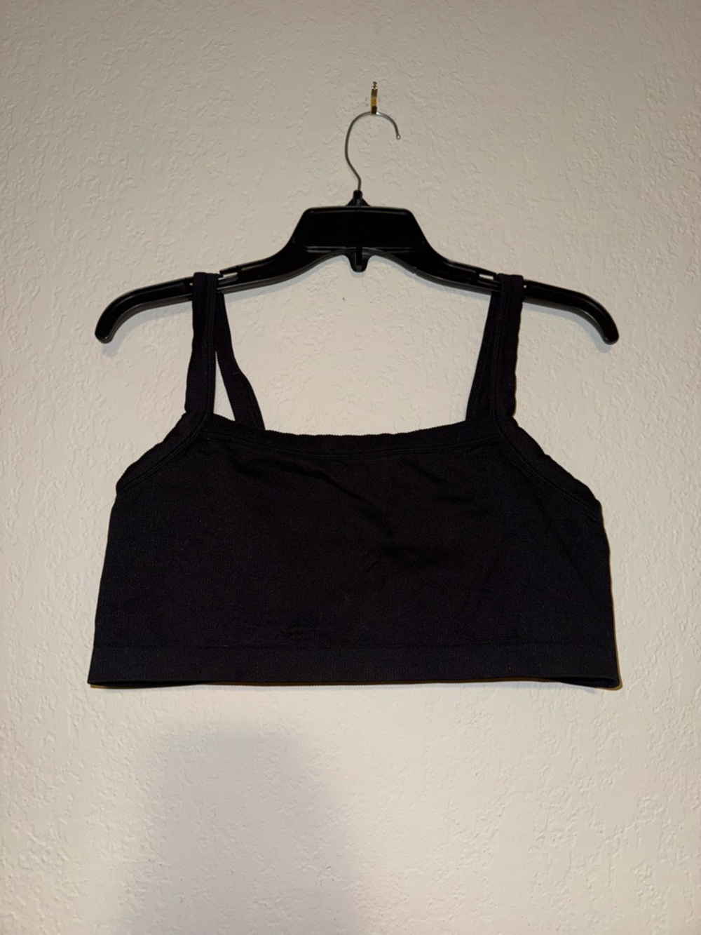 Black Ribbed Women's Sports Bra 2XL